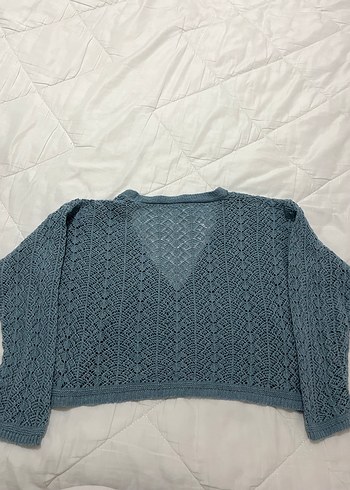 Turkuaz V Yaka Örgü Kadın Hırka - Görsel 5