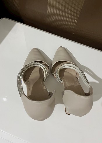 Bej Stiletto Topuklu Kadın Abiye Ayakkabı - Görsel 8