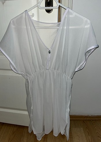 Beyaz V Yakalı Midi Pareo - Görsel 2