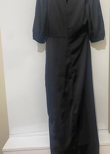 Uzun Siyah Drapeli Kadın Elbise - Görsel 2