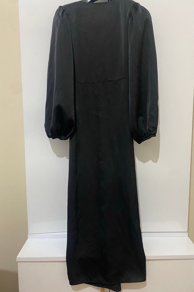 Siyah Drapeli Uzun Kadın Elbise - Görsel 2