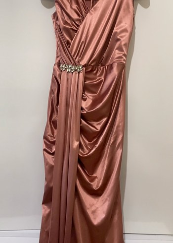 Pembe Drapeli Uzun Abiye Elbise - Görsel 2