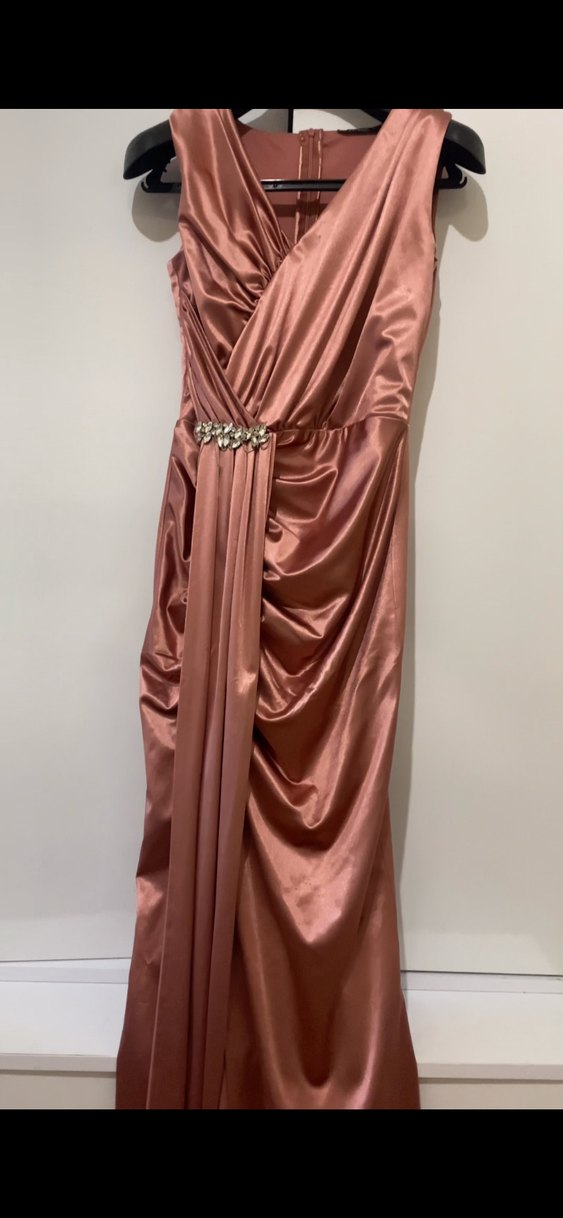 Pembe Drapeli Uzun Abiye Elbise - Görsel 2