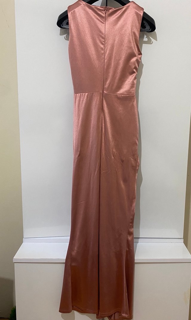 Pembe Drapeli Uzun Abiye Elbise - Görsel 3