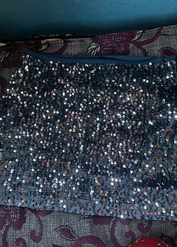 Payetli Çok Renkli Mini Etek - Görsel 2