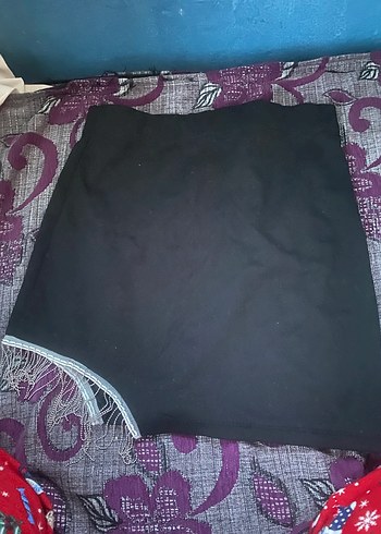 Siyah Drapeli Mini Hamile Eteği - Görsel 2