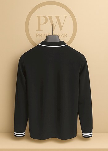 Armani exchange Erkek Siyah Uzun Kollu Polo Yaka Sweatshirt - Görsel 2