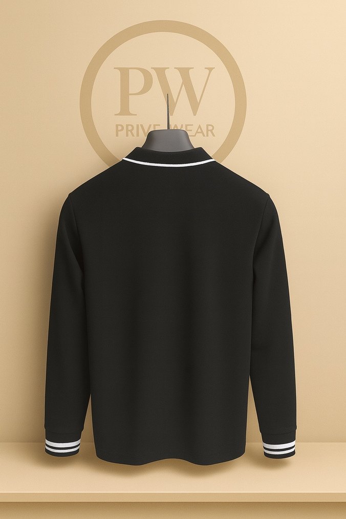 Armani exchange Erkek Siyah Uzun Kollu Polo Yaka Sweatshirt - Görsel 2