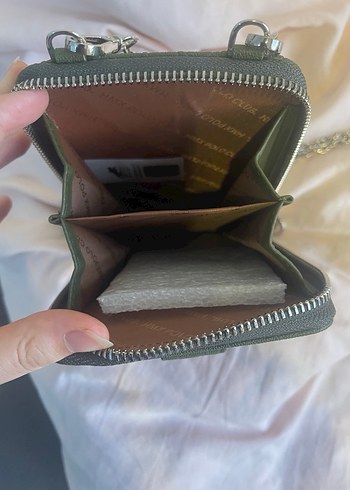 Kadın Haki Deri Baskılı Çapraz Çanta - Görsel 5