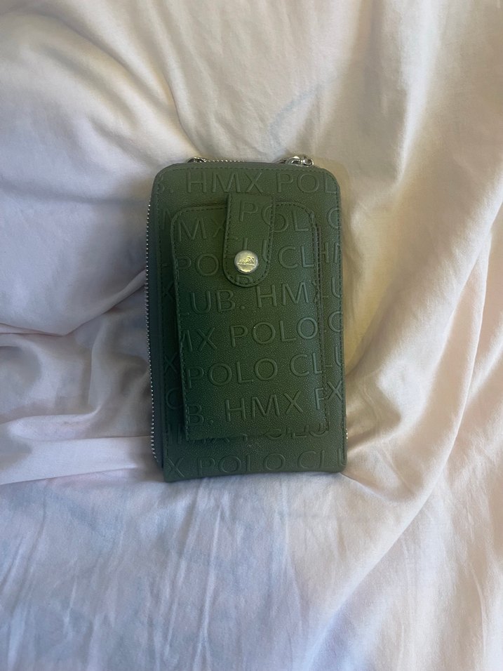 Kadın Haki Deri Baskılı Çapraz Çanta - Görsel 4