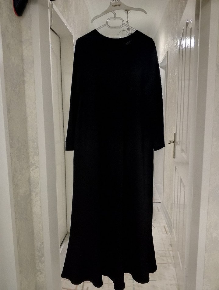 Siyah Uzun Kollu Salaş Kadın Elbise - Görsel 2