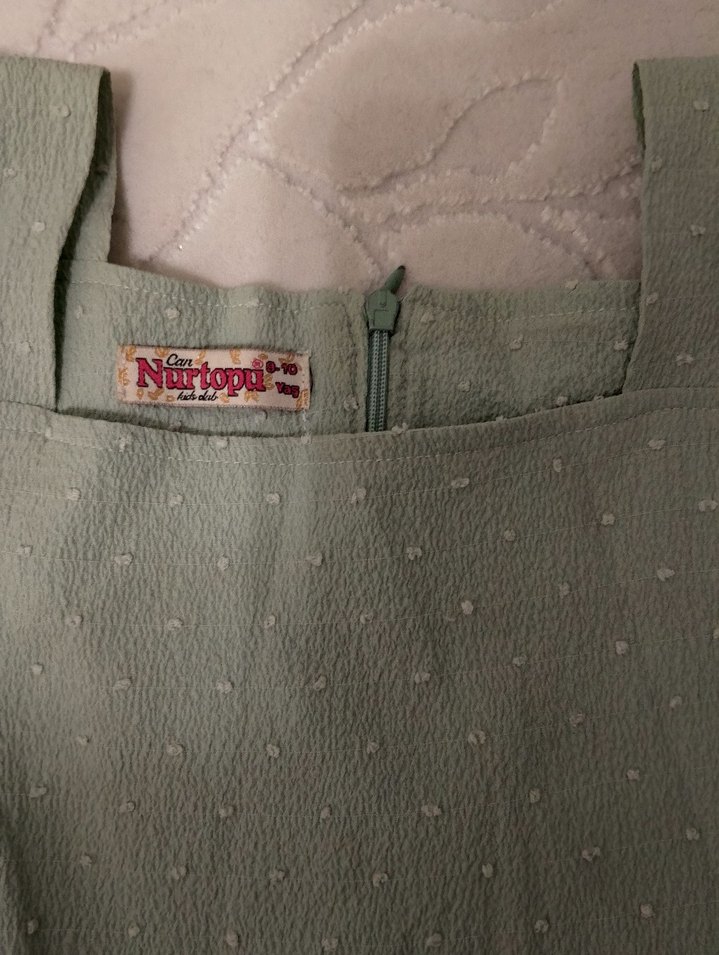 Kız Çocuk Gri Keten Fırfırlı Elbise - Görsel 2