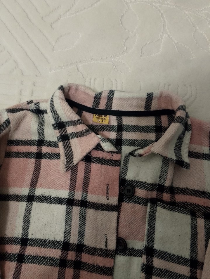 Düğmeli Pembe Ekose Kadın Gömlek - Görsel 2