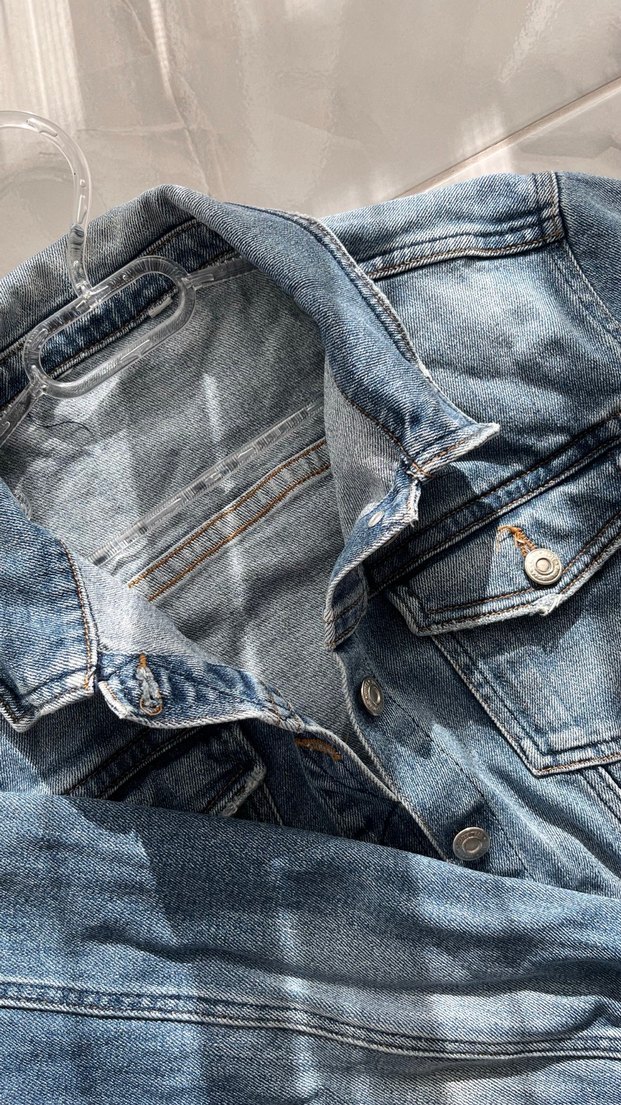 Düğmeli Kadın Mavi Denim Ceket - Görsel 3