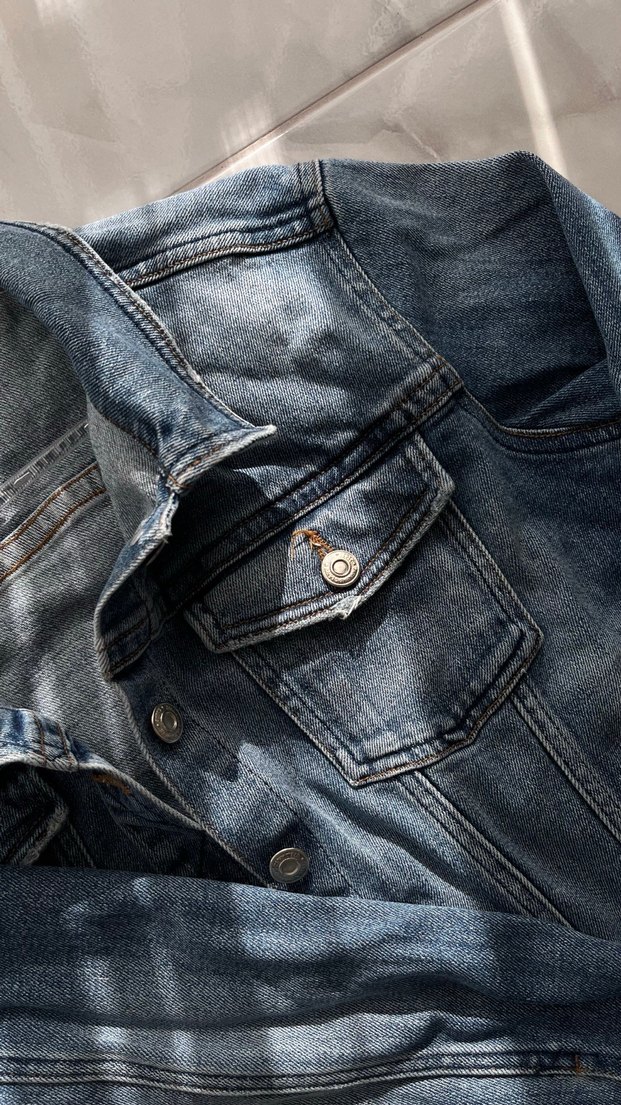 Düğmeli Kadın Mavi Denim Ceket - Görsel 2