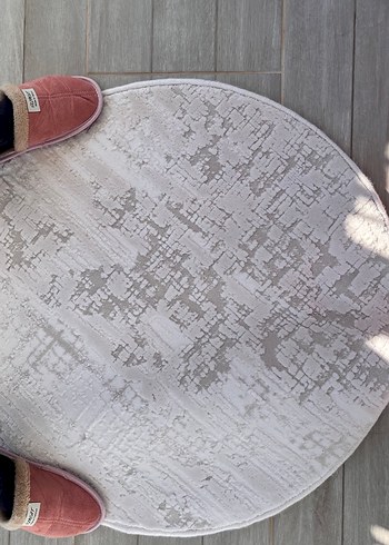 Gri Beyaz Yılan Desenli Yuvarlak Halı - Görsel 2