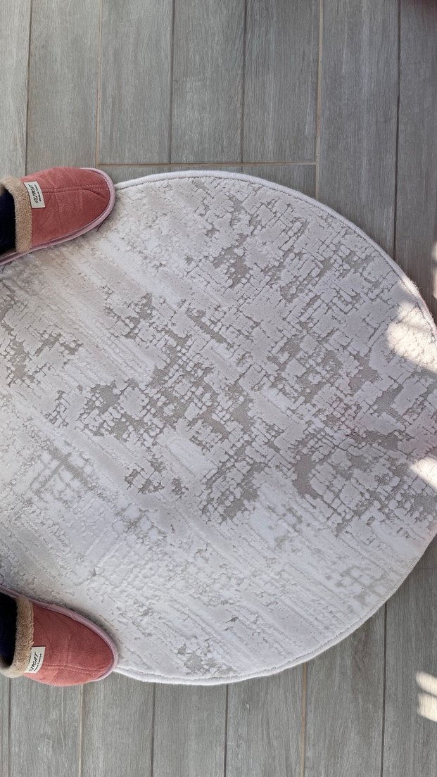 Gri Beyaz Yılan Desenli Yuvarlak Halı - Görsel 2