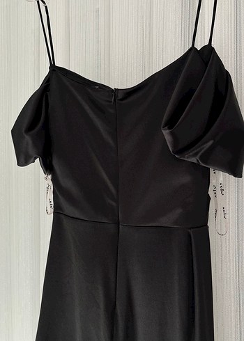 Siyah Drapeli Kısa Abiye Elbise - Görsel 3