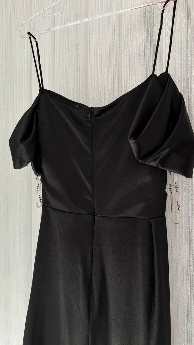 Siyah Drapeli Kısa Abiye Elbise - Görsel 3