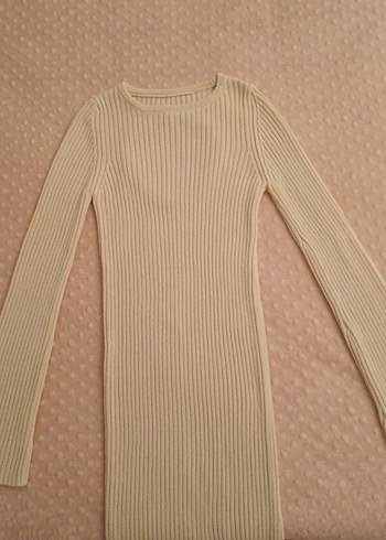 Bej Fitilli Uzun Kollu Kadın Triko - Görsel 2