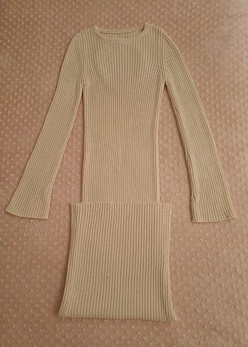 Bej Fitilli Uzun Kollu Kadın Triko - Görsel 5