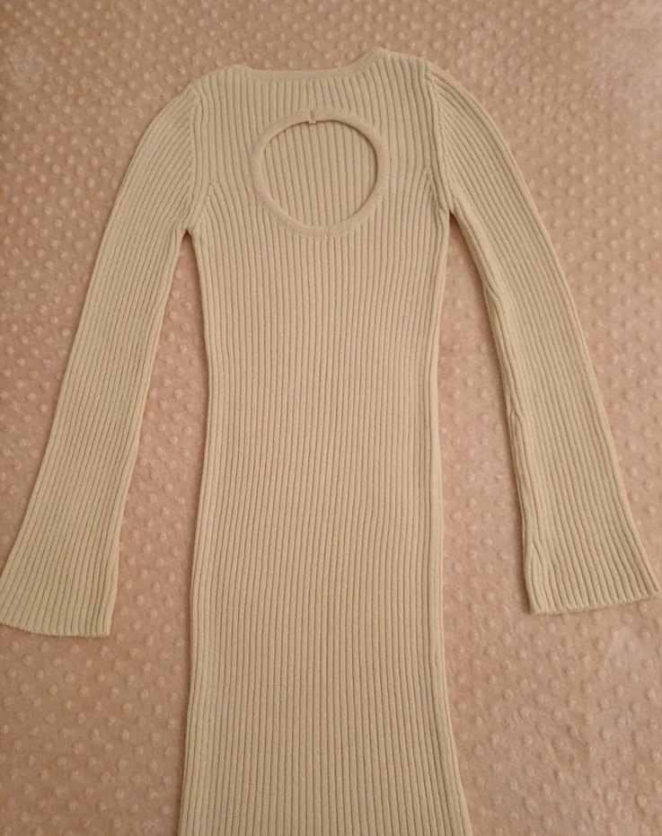 Bej Fitilli Uzun Kollu Kadın Triko - Görsel 4