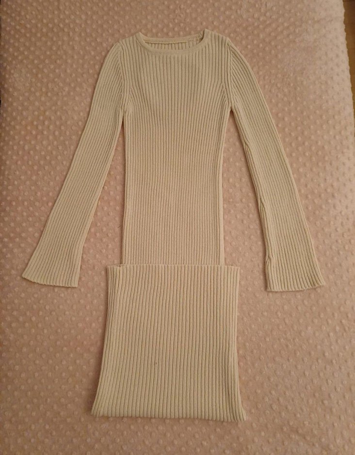 Bej Fitilli Uzun Kollu Kadın Triko - Görsel 5