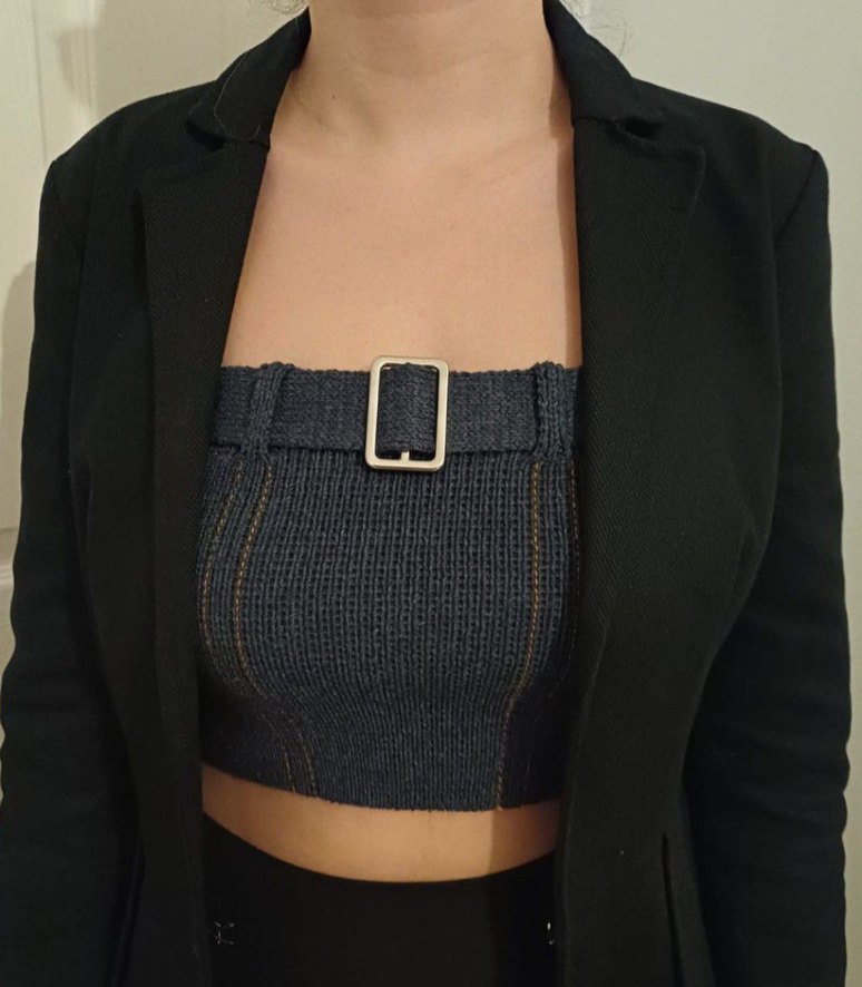 Zara Kazak Crop Lacivert örme - Görsel 3