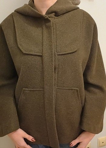 Kapşonlu Kadın Panço Kaban - Görsel 4