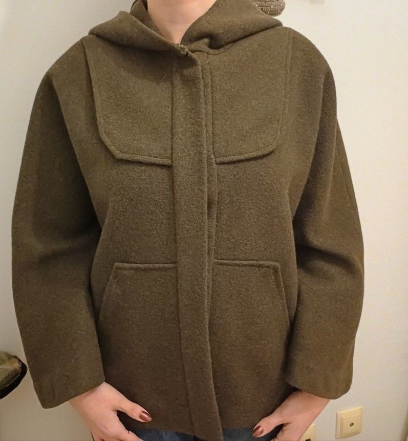 Kapşonlu Kadın Panço Kaban - Görsel 4