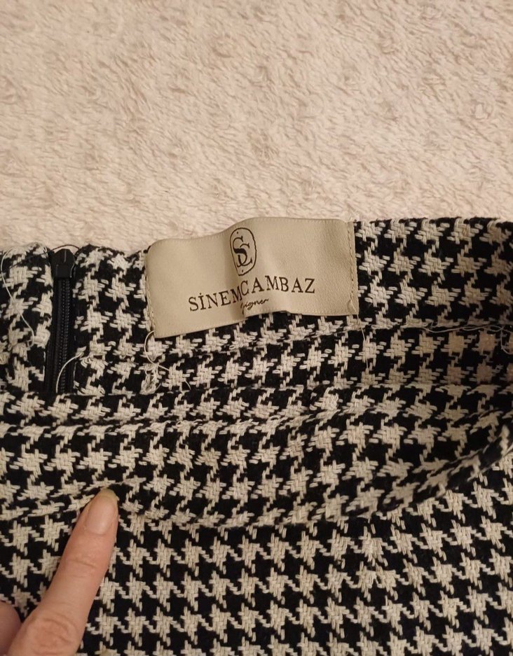 Gri Mini Ekose Etek - Görsel 3