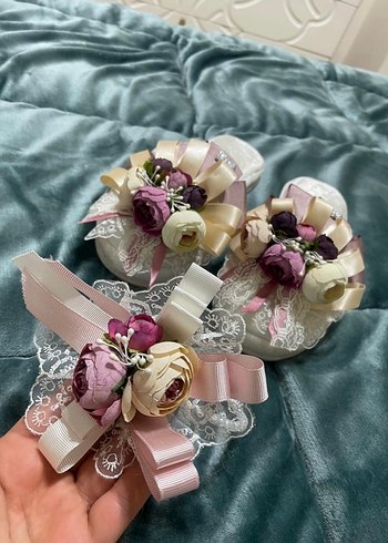 Dantel ve Pastel Çiçekli Vintage lohusa aksesuarı - Görsel 2