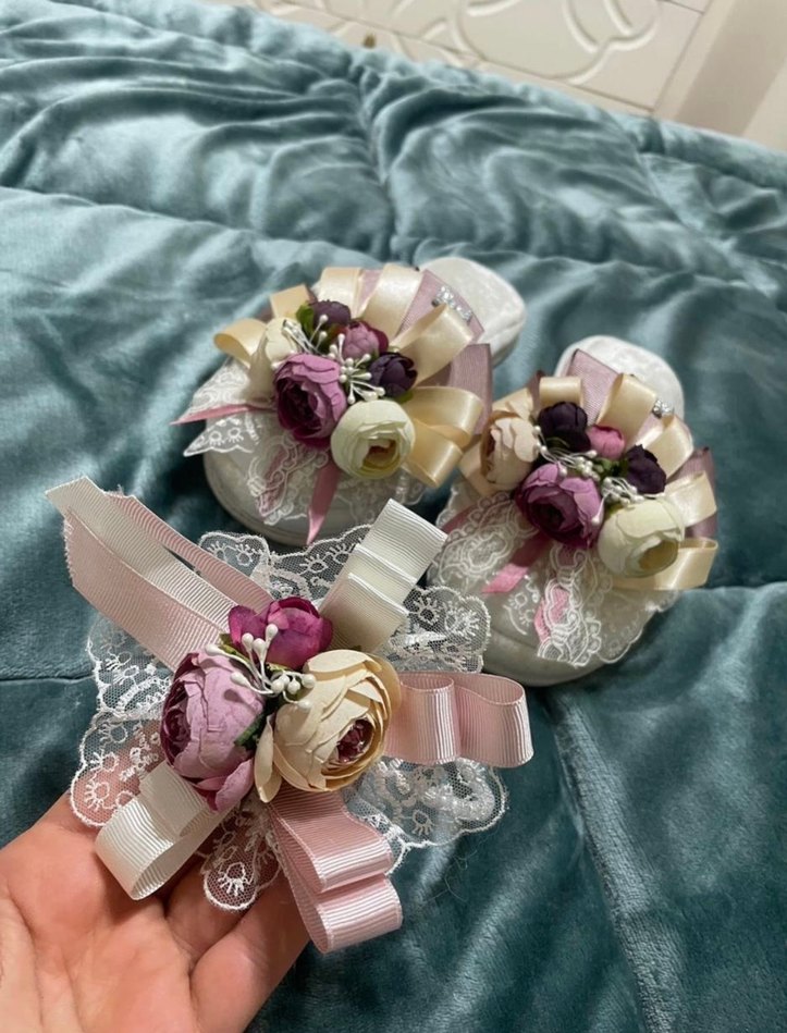 Dantel ve Pastel Çiçekli Vintage lohusa aksesuarı - Görsel 2