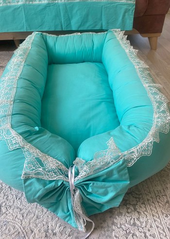 Turkuaz Bebek Yatağı Dantelli - Görsel 5