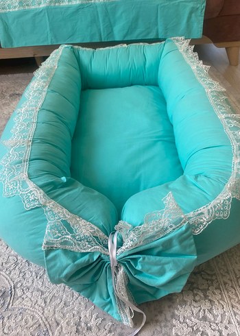 Turkuaz Bebek Yatağı Dantelli - Görsel 6