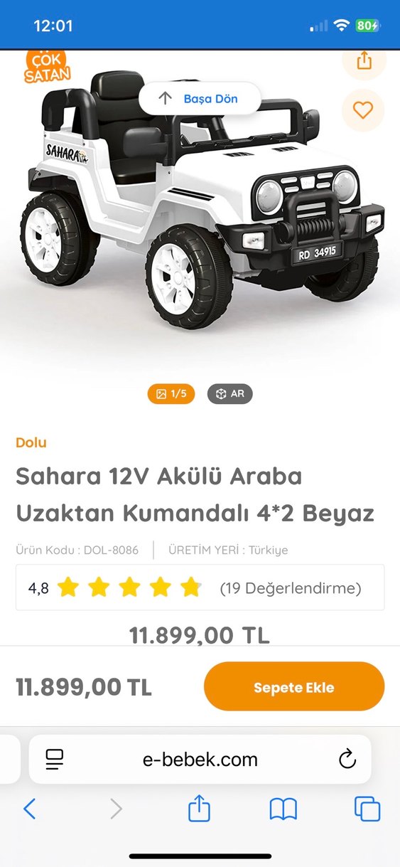 Beyaz Elektrikli Sürüş Aracı - Görsel 5
