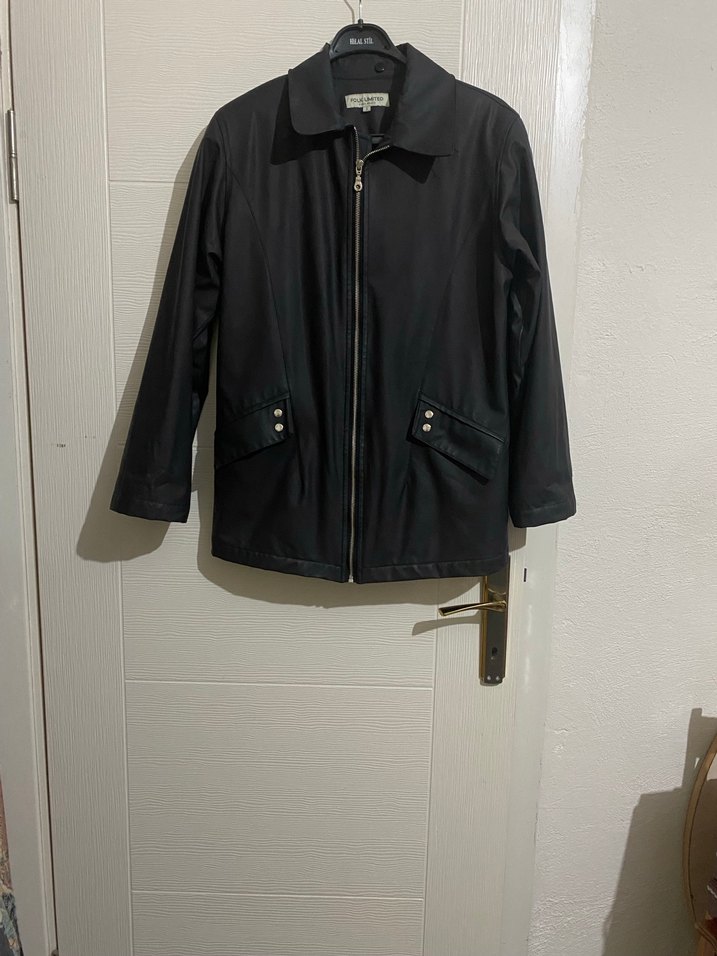 Kadın Siyah Deri Fermuarlı Ceket - Görsel 2