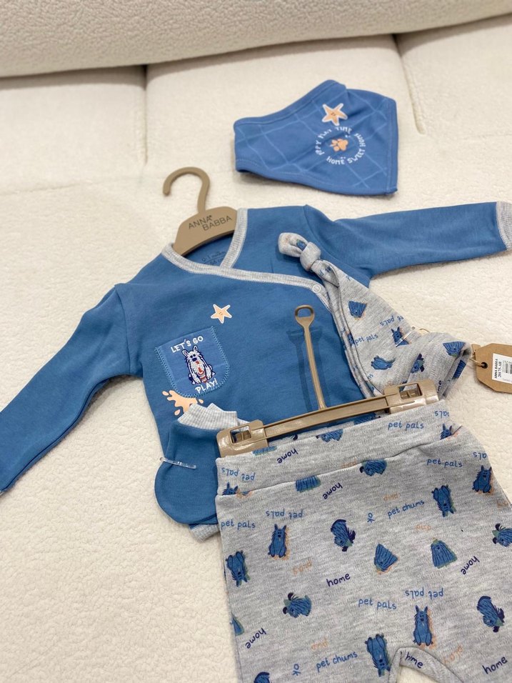 Mavi ve Gri Erkek Bebek Takım - Görsel 2