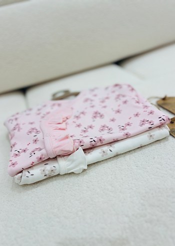 Çiçek Desenli Kız Bebek Kısa Kollu Takım - Görsel 4