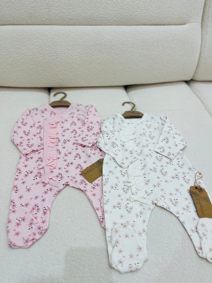 Çiçek Desenli Kız Bebek Kısa Kollu Takım - Görsel 5