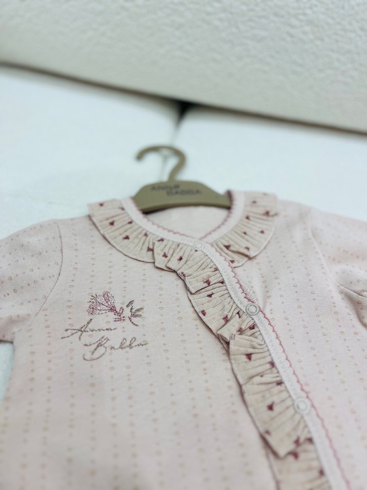 Nakışlı, Uzun Kollu, Örgü Bebek Kız Body - Görsel 4