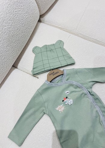 Gri Baskılı Pamuklu Erkek Bebek Takımı - Görsel 2