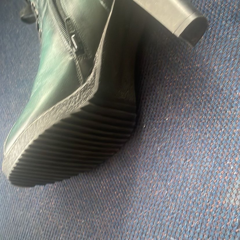 Yeşil Kadın Platform Topuklu Deri Botlar - Görsel 3