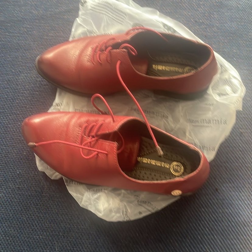 Kırmızı Deri Bağcıklı hakiki derş Kadın Ayakkabı - Görsel 5