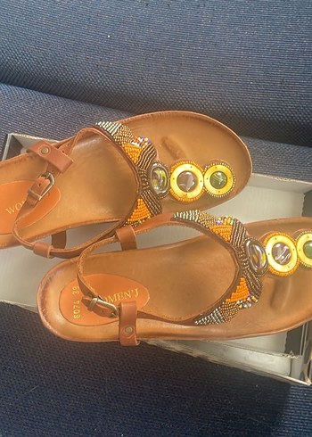 Nakışlı Çok Renkli parmak arası  Kadın Sandalet - Görsel 3