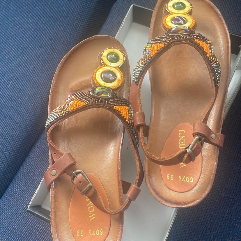 Nakışlı Çok Renkli parmak arası  Kadın Sandalet - Görsel 2