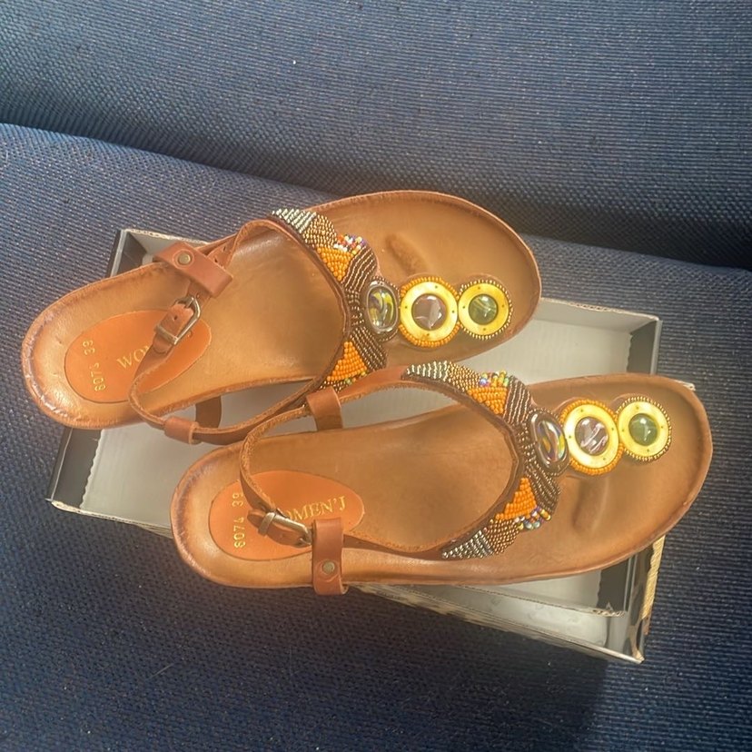 Nakışlı Çok Renkli parmak arası  Kadın Sandalet - Görsel 3