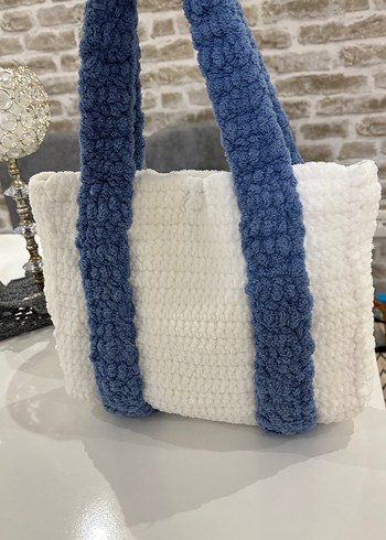 Örgü Kadın Mavi Günlük Çanta - Görsel 3