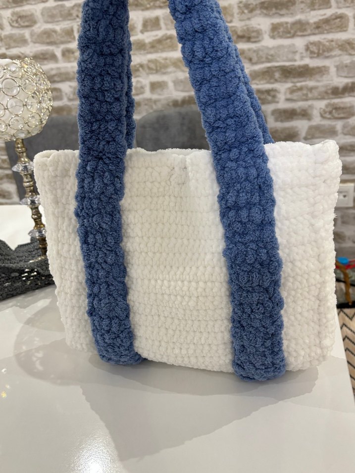 Örgü Kadın Mavi Günlük Çanta - Görsel 3