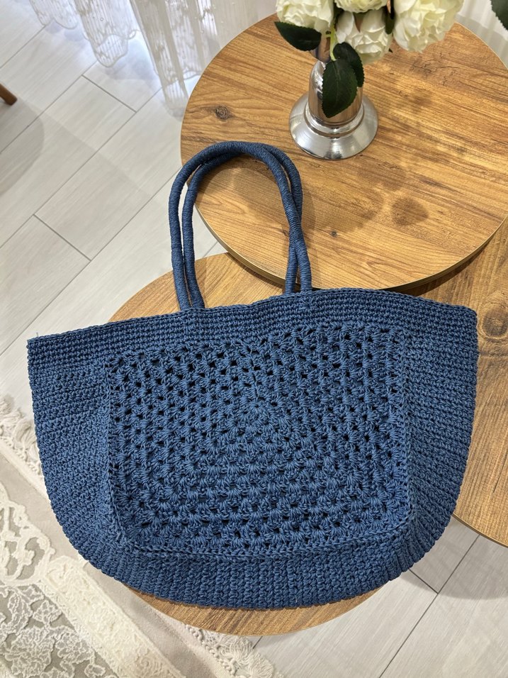 Navy Örgü Kadın Bohem Çanta - Görsel 2